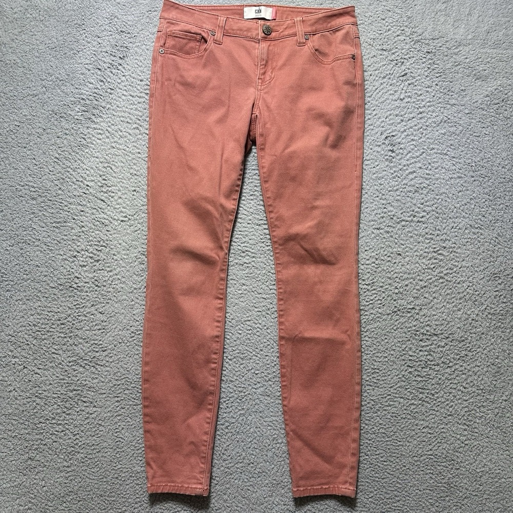 CAbi Brick Dust Skinny Jeans Womens 4 Style 5310 Mid Rise Cotton Stretch Salmon